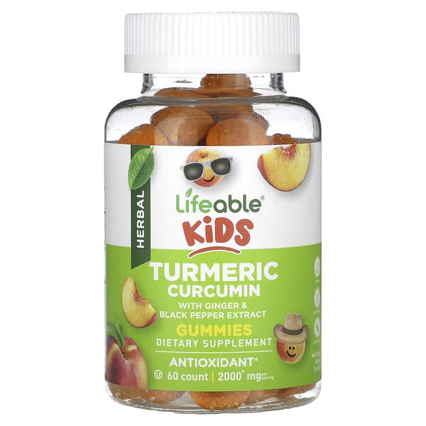Lifeable Kids Turmeric Curcumin Gummies Natural Peach 2.000 mg 60 viên nhai 1.000 mg/viên 10 lifeable kids turmeric curcumin gummies natural peach 2 000 mg 60 gummies 1 000 mg per gummy 124806 810102730930