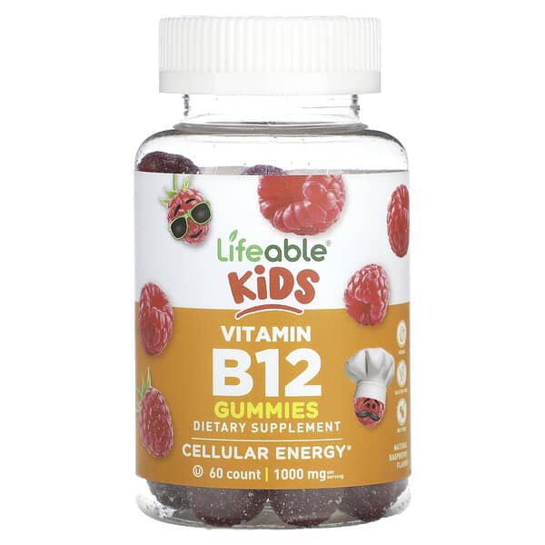 Lifeable Kids Vitamin B12 viên nhai Natural Raspberry 1.000 mg 60 viên nhai 500 mg/viên 810102730633