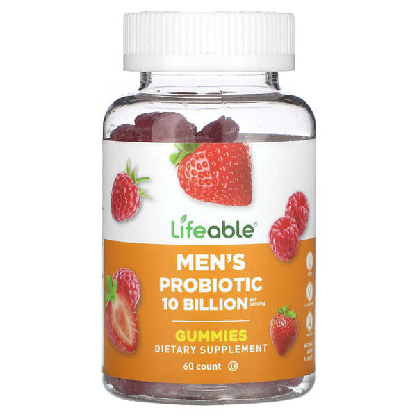 Lifeable Men's Probiotic Gummies Natural Berry 10 tỷ 60 viên nhai 5 tỷ/viên 10 lifeable men s probiotic gummies natural berry 10 billion 60 gummies 5 billion per gummy 124783 810102730312