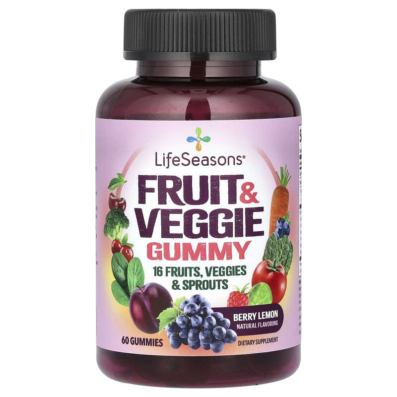 LifeSeasons, Fruit & Veggie Gummy, Berry Lemon, 60 viên nhai 810034441812