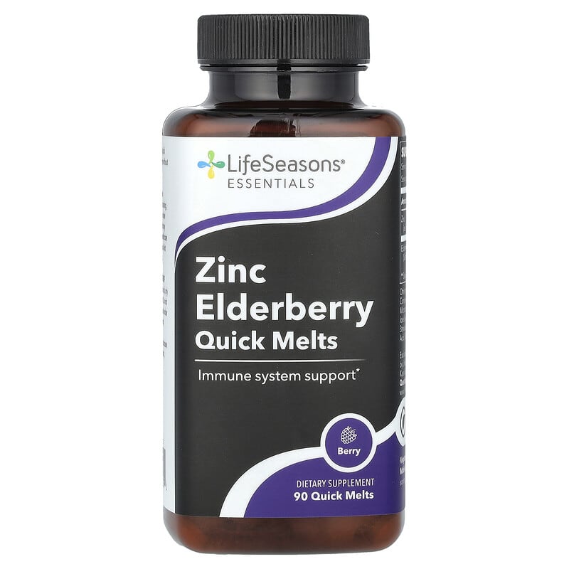 Viên nhanh Zinc Elderberry LifeSeasons 90 viên Berry 10 lifeseasons zinc elderberry quick melts berry 90 quick melt 141540 810034441751