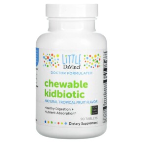 Thực phẩm bổ sung Little DaVinci Chewable Kidbiotic Natural Tropical Fruit 90 Tablets 026664014054
