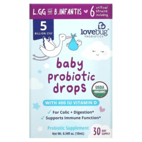 Thực phẩm bổ sung LoveBug Probiotics Baby Probiotic Drops 5 Billion CFU 0.34 fl oz (10 ml) 850002716412