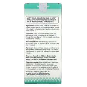 Xịt mũi ManukaGuard Mật ong Manuka Medical Grade Tăng cường 0.65 fl oz (20 ml) 3 Thành phần vi chất của ManukaGuard Manuka Honey Medical Grade Extra Strength Nasal Spray 0.65 fl oz (20 ml) 858631002579