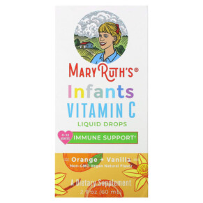 Thực phẩm bổ sung MaryRuth Organics Infants Vitamin C Liquid Drops 0-12 Months Orange + Vanilla 2 fl oz (60 ml) 850018471329