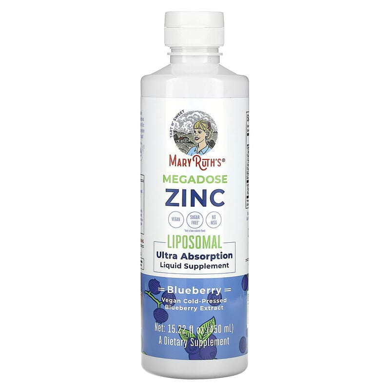 MaryRuth's, Megadose Zinc Liposomal, Blueberry, 15,22 fl oz (450 ml) 850018471879