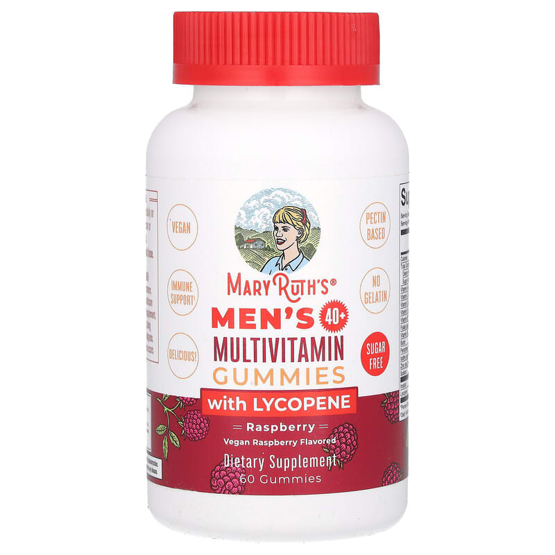 MaryRuth's, Men's 40+ Multivitamin Gummies With Lycopene, Raspberry, 60 viên nhai 810104621281