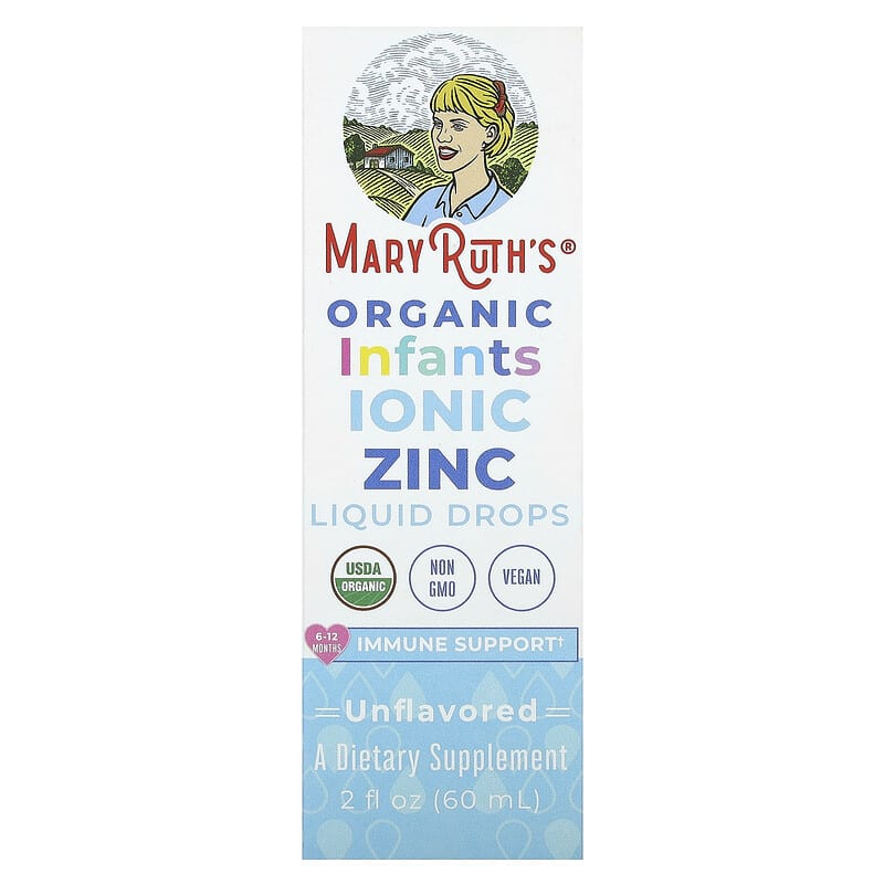 MaryRuth's, Organic Infants Ionic Zinc, Liquid Drops, 6 - 12 Months, Unflavored, 2 fl oz (60 ml) 850018471527