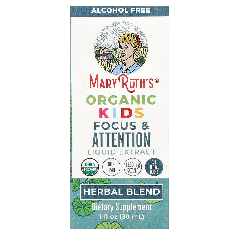 Tinh chất Tập Trung và Chú Ý Dành Cho Trẻ Em MaryRuth's, Organic, Không Chứa Cồn, 1.180 mg, 30 ml 10 maryruth s organic kids focus attention liquid extract alcohol free 1 180 mg 1 fl oz 30 ml 139382 850029392026