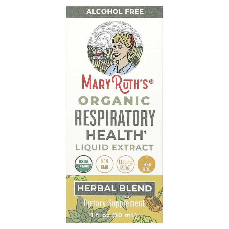 Chiết xuất lỏng sức khỏe hô hấp hữu cơ MaryRuth's, không cồn, 1.180 mg, 30 ml 10 maryruth s organic respiratory health liquid extract alcohol free 1 180 mg 1 fl oz 30 ml 138298 850018471732