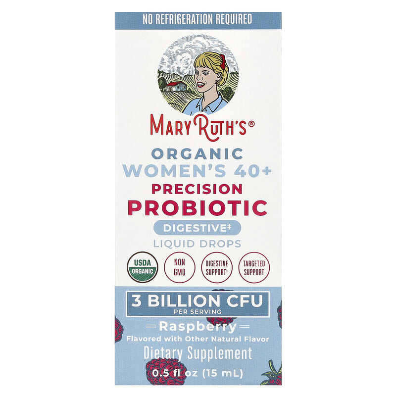Giọt Probiotic Chính Xác 40+ Từ MaryRuth's, Dạng Lỏng, Vị Dâu, 3 Tỷ CFU, 15 ml 10 maryruth s organic women s 40 precision probiotic liquid drops raspberry 3 billion cfu 0 5 fl oz 15 ml 141581 810104622172