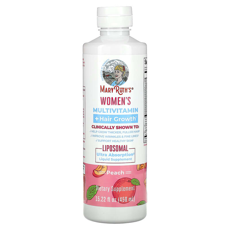 MaryRuth's viên uống đa vitamin cho phụ nữ hỗ trợ mọc tóc vị đào 450 ml 10 maryruth s women s multivitamin hair growth peach 15 22 fl oz 450 ml 138290 810104622349
