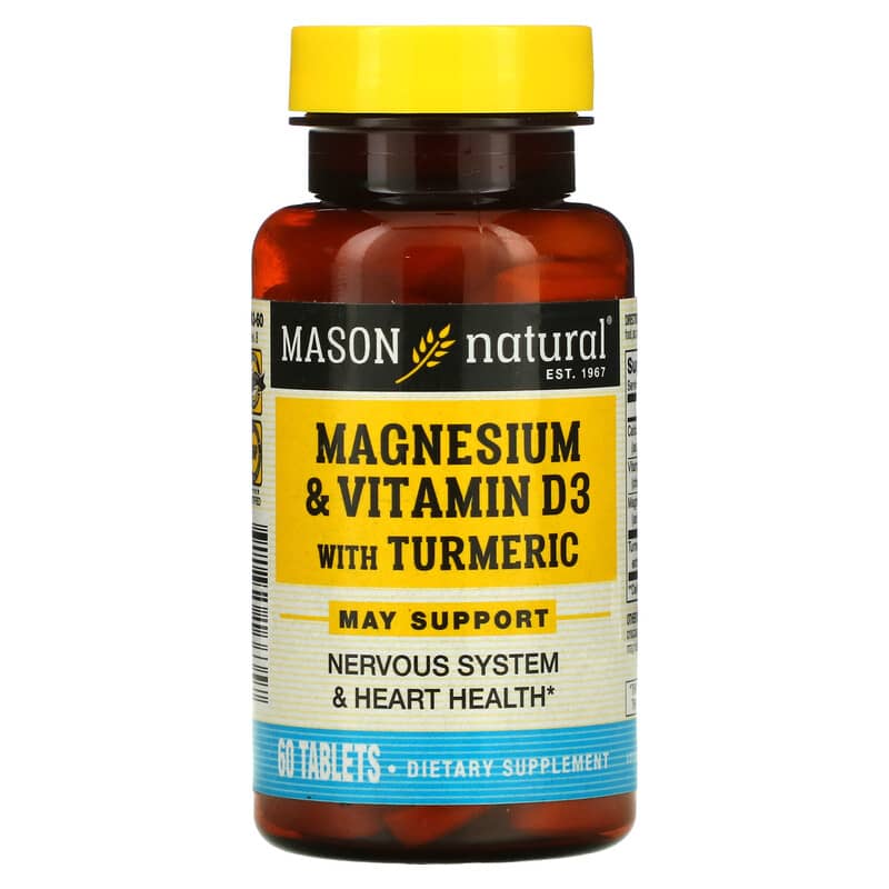 Viên uống Mason Natural Magie & Vitamin D3 kết hợp Nghệ 60 viên 10 mason natural magnesium vitamin d3 with turmeric 60 tablets 63678 311845166357