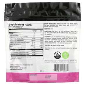 Mason Natural Collagen Biển với Biotin Axit Hyaluronic Nghệ & Kẽm Dâu Tây Lựu 14 gói 4.9 oz (140 g) 3 Thành phần vi chất của Mason Natural Marine Collagen with Biotin Hyaluronic Acid Turmeric & Zinc Blueberry Pomegranate 14 Packs 4.9 oz (140 g) 311845182661