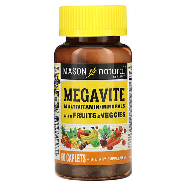 Mason Natural Megavite Multivitamin & Minerals 60 viên 10 mason natural megavite multivitamin minerals 60 caplets 50278 311845162755