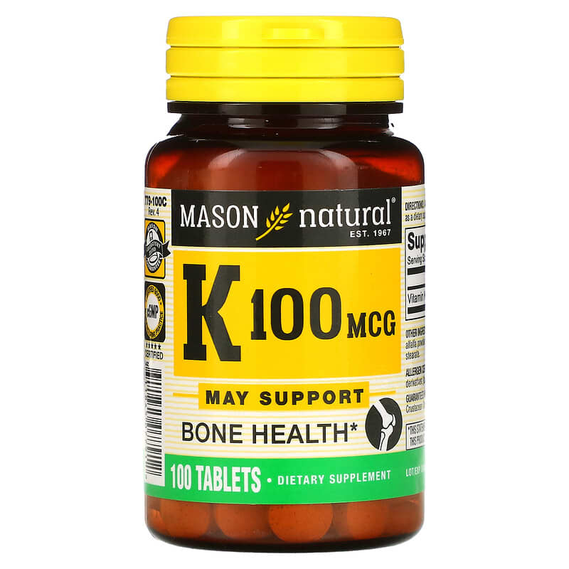 Viên uống Vitamin K 100 mcg 100 viên Mason Natural 10 mason natural vitamin k 100 mcg 100 tablets 50076 311845077912