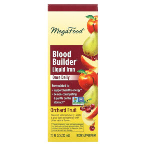 Thực phẩm bổ sung MegaFood Blood Builder Liquid Iron Once Daily Orchard Fruit 7.7 fl oz (230 ml) 051494103678