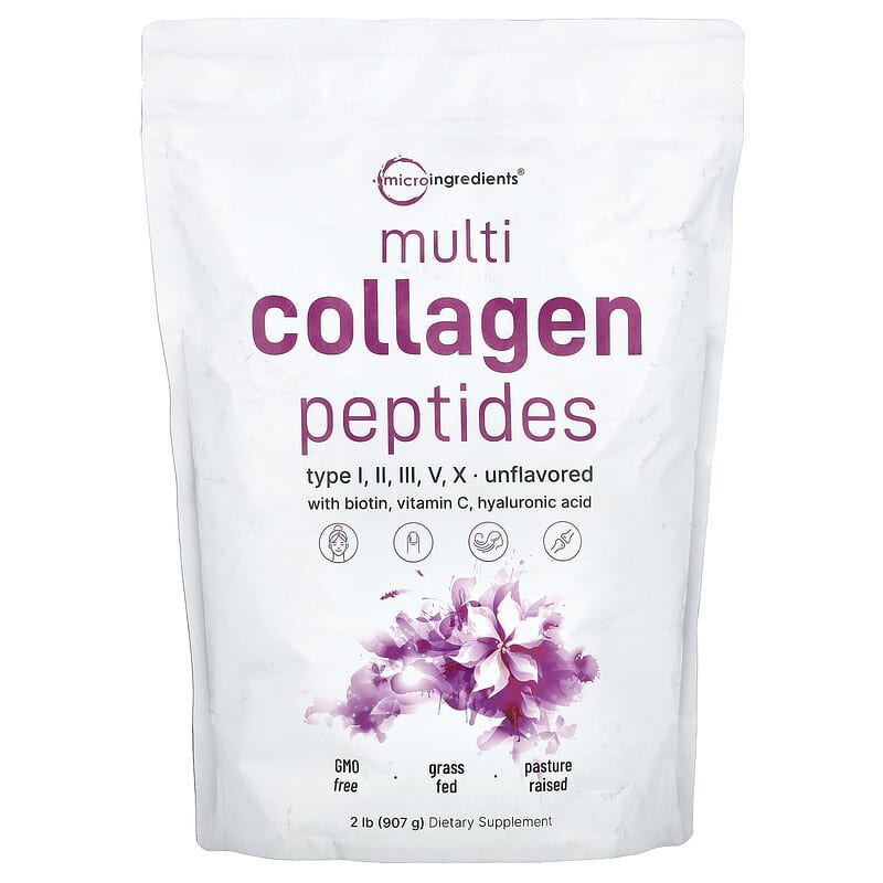 Micro Ingredients, Multi Collagen Peptides, Type I, II, III, V, X, Unflavored, 2 lb (907 g) 850015616495