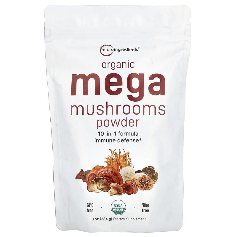 Bột Nấm Siêu Cấp Hữu Cơ Micro Ingredients 10 oz (284 g) 10 micro ingredients organic mega mushrooms powder 10 oz 284 g 142754 850015616136