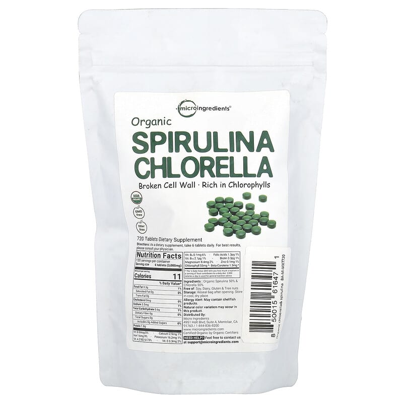 Viên uống tảo Spirulina Chlorella hữu cơ Micro Ingredients 720 viên 10 micro ingredients organic spirulina chlorella 720 tablets 142753 850015616471