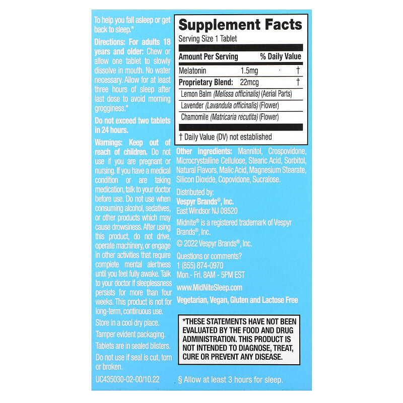 Viên ngậm hỗ trợ giấc ngủ MidNite Cherry 1,5 mg, 30 viên 9 Viên ngậm hỗ trợ giấc ngủ MidNite Cherry 1,5 mg, 30 viên 091108350302