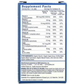 Thành phần vi chất của Mommy's Bliss Baby Multivitamin + Iron Ages 2 Months Grape 1 fl oz (30 ml) 679234056147