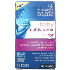 Thực phẩm bổ sung Mommy's Bliss Baby Multivitamin + Iron Ages 2 Months Grape 1 fl oz (30 ml) 679234056147