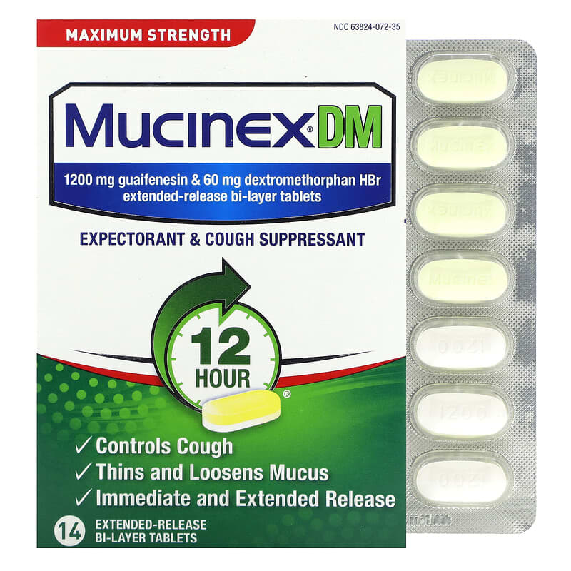 Mucinex DM Tối Đa 14 viên Nén Giải Phóng Từ Từ 10 mucinex dm maximum strength 14 extended release bi layer tablets 132218 363824072142