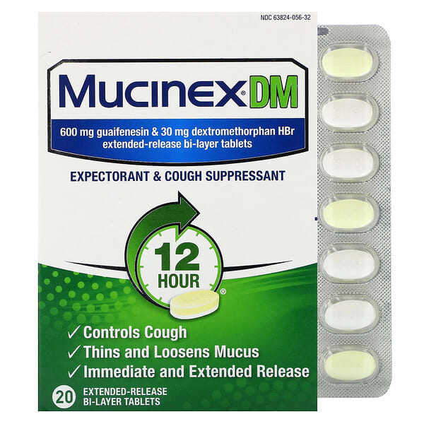 Thuốc Mucinex DM 20 viên nén giải phóng kéo dài 8 mucinex mucinex dm 20 extended release bi layer tablets 131121 363824056203