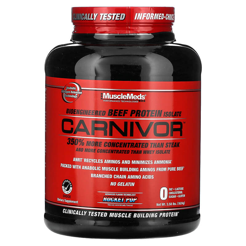MuscleMeds Carnivor Protein Isolate Thịt Bò Sinh Học Vị Rocket Pop 3,58 lbs (1.624 g) 10 musclemeds carnivor bioengineered beef protein isolate rocket pop 3 58 lbs 1 624 g 132982 891597006007