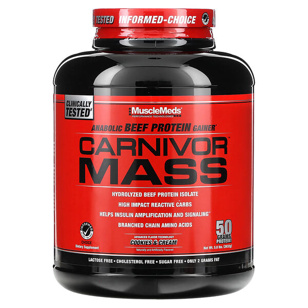 MuscleMeds Carnivor Mass Anabolic Beef Protein Gainer Cookies & Cream 5,8 lbs 2.632 g 891597005864
