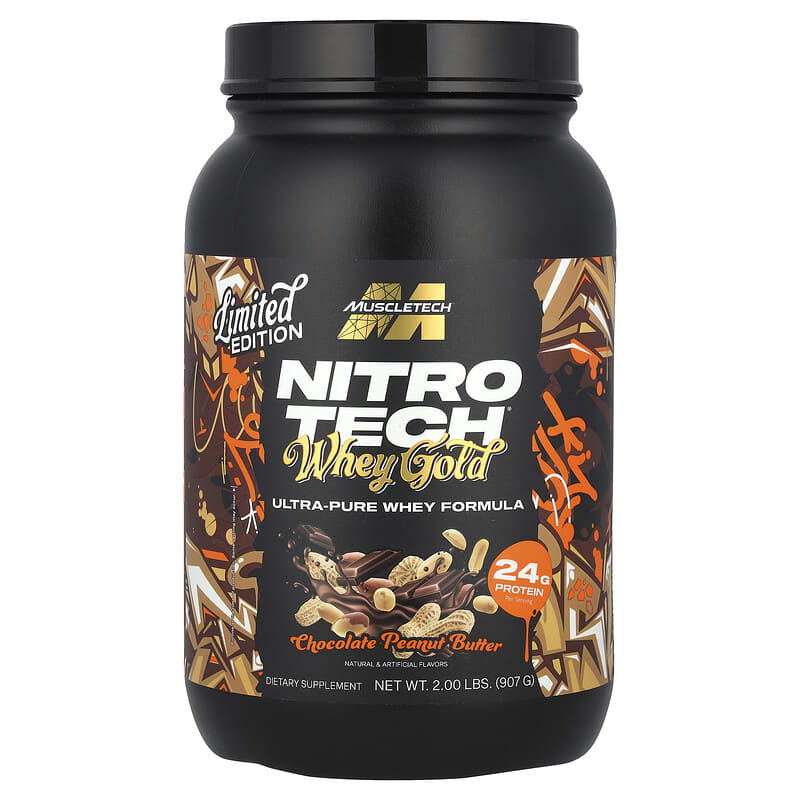 MuscleTech, Nitro-Tech® Whey Gold, Chocolate Peanut Butter, 2 lbs (907 g) 631656717853