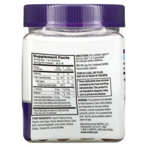 Thành phần vi chất của Natrol Kids Sleep + Calm Ages 4 + Up Strawberry 60 Gummies 047469077785