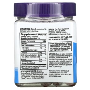 Thành phần vi chất của Natrol Relax + Night Calm Berry 50 Gummies 047469076849