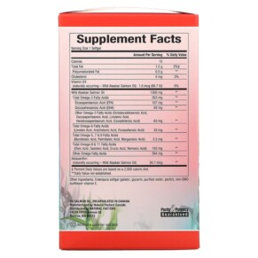 Thành phần vi chất của Natural Factors 100% Wild Alaskan Salmon Oil 1300 mg 180 Enteripure Softgels 068958022666