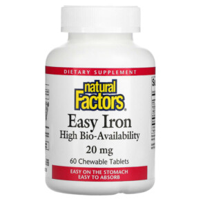 Thực phẩm bổ sung Natural Factors Easy Iron 20 mg 60 Chewable Tablets 068958016474