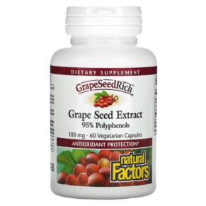 Thực phẩm bổ sung Natural Factors GrapeSeedRich Grape Seed Extract 100 mg 60 Vegetarian Capsules 068958045351