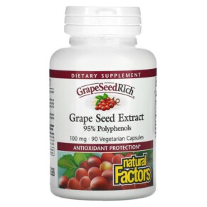 Thực phẩm bổ sung Natural Factors GrapeSeedRich Grape Seed Extract 100 mg 90 Vegetarian Capsules 068958045368