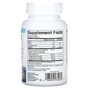 Thành phần vi chất của Natural Factors RxOmega-3 630 mg 60 Softgels 068958035482