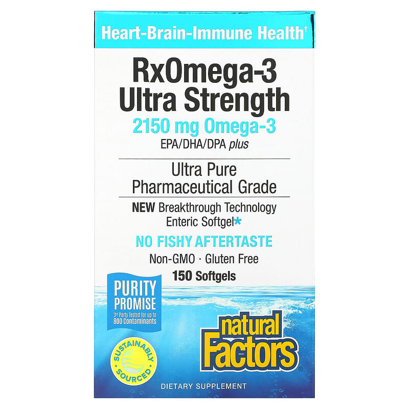 Viên uống Omega-3 Ultra Strength 1.075 mg 150 viên mềm của Natural Factors 10 natural factors rxomega 3 ultra strength 1 075 mg 150 softgels 24529 068958354934