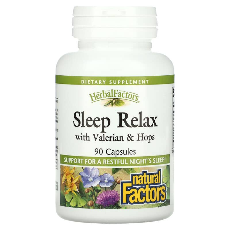 Viên uống hỗ trợ giấc ngủ Natural Factors Sleep Relax với Valerian & Hops 90 viên 10 natural factors sleep relax with valerian hops 90 capsules 2694 068958046556