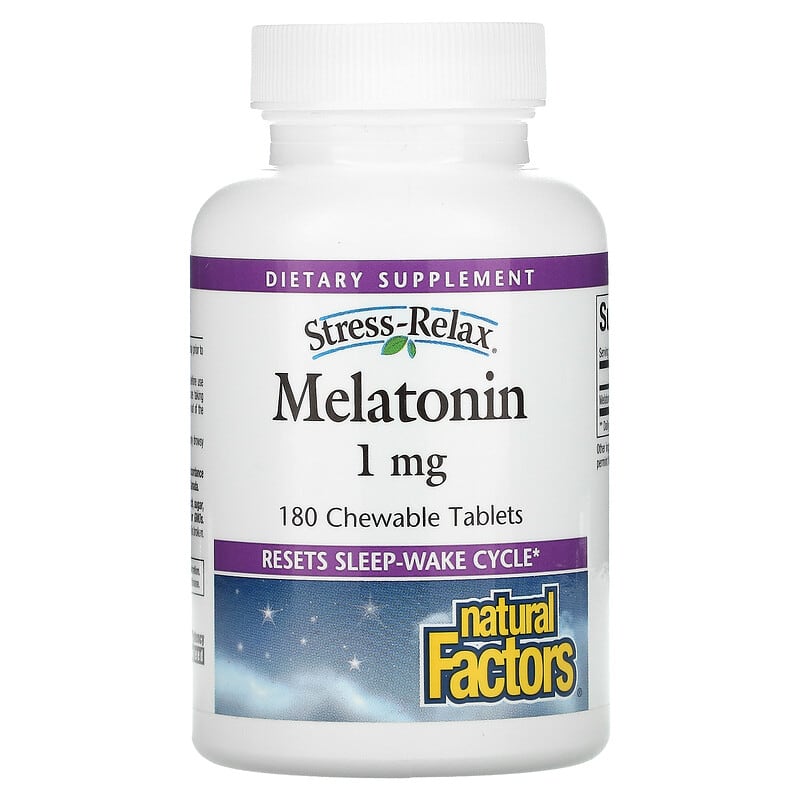 Viên ngậm Melatonin 1 mg 180 viên Stress-Relax tự nhiên của Natural Factors 10 natural factors stress relax melatonin 1 mg 180 chewable tablets 70198 068958027142