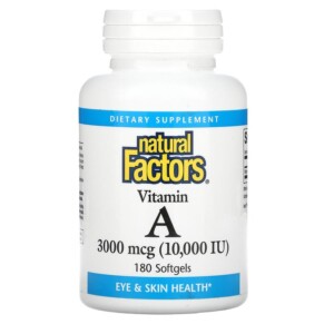 Thực phẩm bổ sung Natural Factors Vitamin A 3000 mcg (10.000 IU) 180 Softgels 068958010410