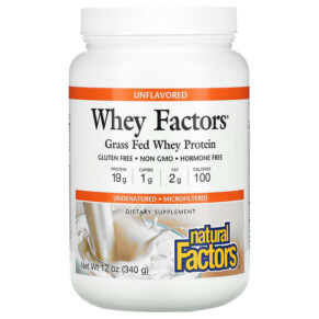 Thực phẩm bổ sung Natural Factors Whey Factors Grass Fed Whey Protein Unflavored 12 oz (340 g) 068958029290