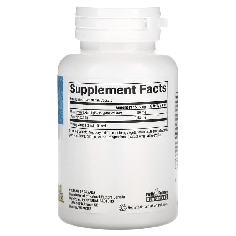 Natural Factors Womensense Chiết Xuất Vitex Chasteberry 90 viên chay 2 Thành phần vi chất của Natural Factors Womensense Vitex Chasteberry Extract 90 Vegetarian Capsules 068958049304