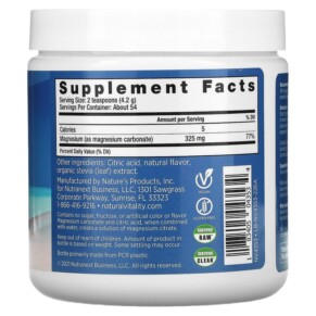 Thành phần vi chất của Natural Vitality CALM The Anti-Stress Drink Mix Cherry 8 oz (226 g) 183405043534