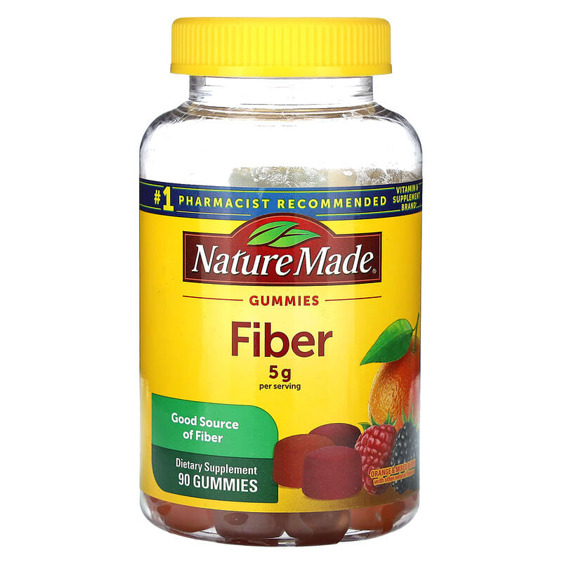 Nature Made, Fiber Gummies, Orange & Mixed Berry, 5 g, 90 viên nhai (1,5 g/viên) 031604002909