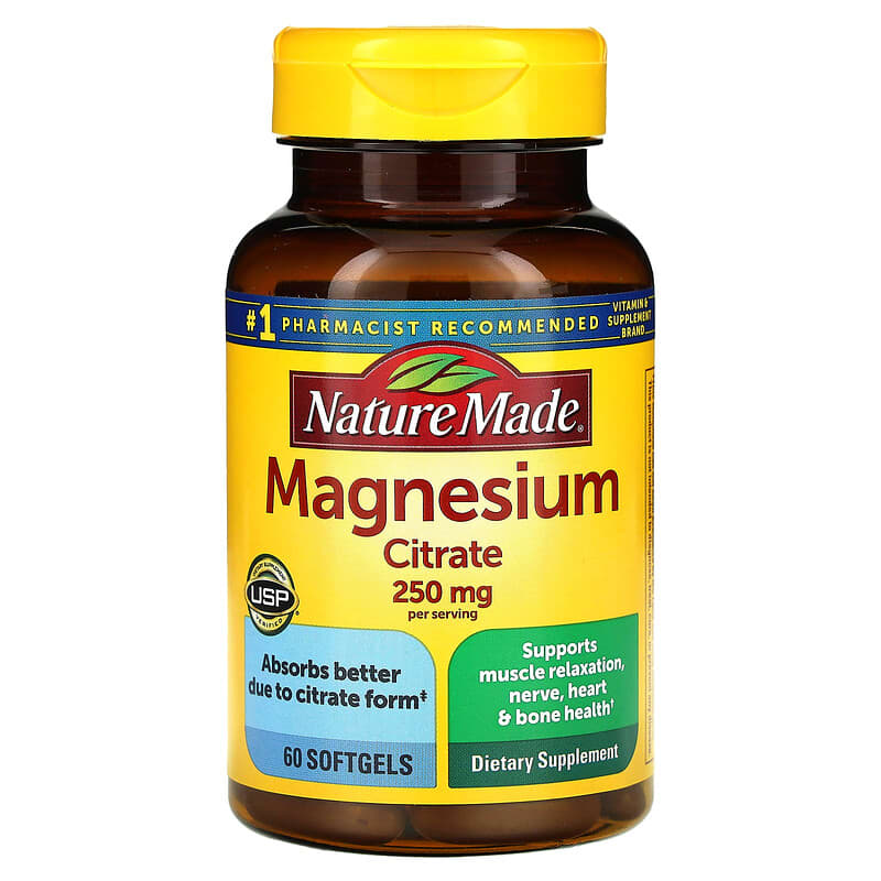 Viên uống Magie Citrate Nature Made 250 mg 60 viên 10 nature made magnesium citrate 250 mg 60 softgels 125 mg per softgel 137851 031604028961