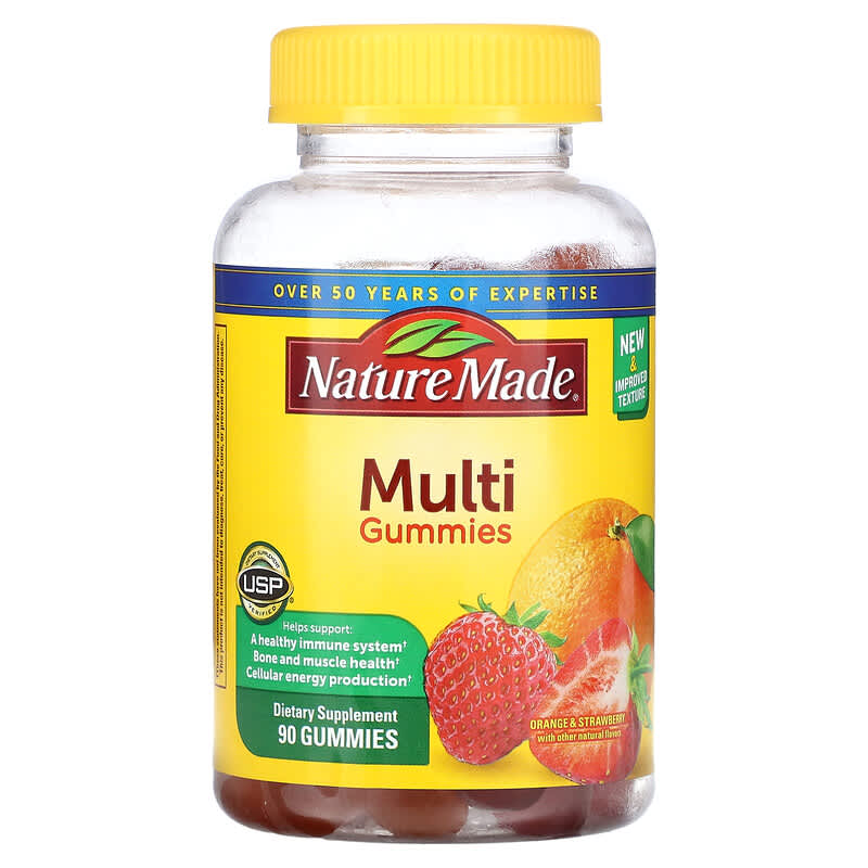 Viên uống bổ sung đa vitamin Nature Made Multi Gummies vị Cam & Dâu 90 viên 10 nature made multi gummies orange strawberry 90 gummies 62788 031604028411