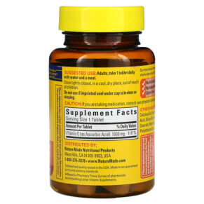 Thành phần vi chất của Nature Made Vitamin C with Rose Hips Time Release 1.000 mg 60 Tablets 031604016500